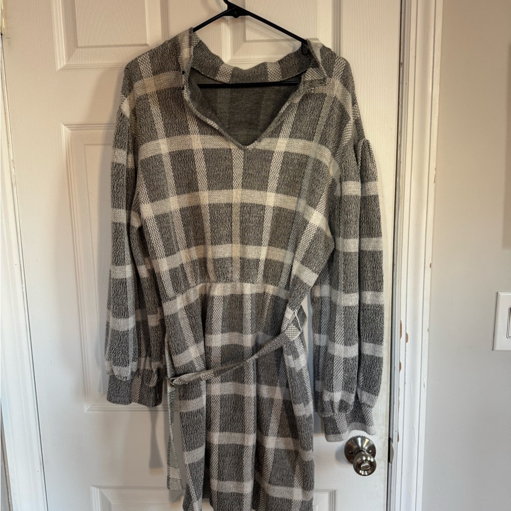 Free People Cozy Plaid Knit Dress